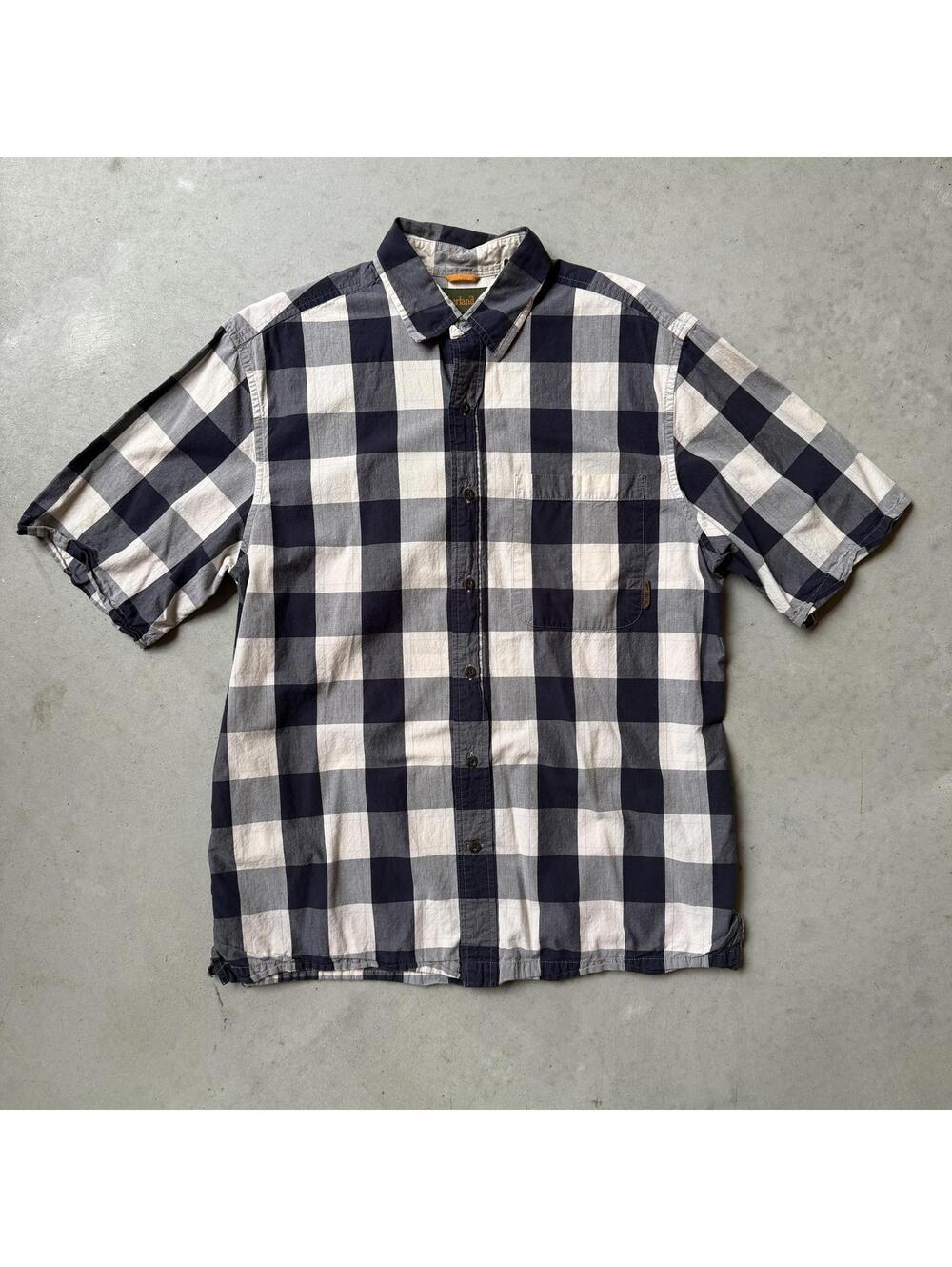 Timberland Men's Short Sleeve Buffalo Check Button-Up Shirt Medium 100% Cotton